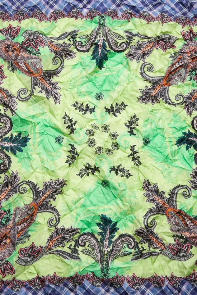 Acne Studios Print Silk Scarf Greenblue Women Scarves Acne Studios Print Silk Scarf Greenblue Women Scarves