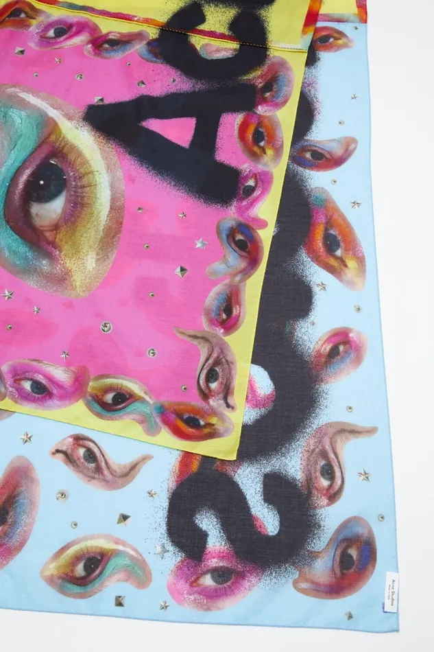 Acne Studios Printed Silk Scarf Pinkyelloworange Women Scarves Acne Studios Printed Silk Scarf Pinkyelloworange Women Scarves
