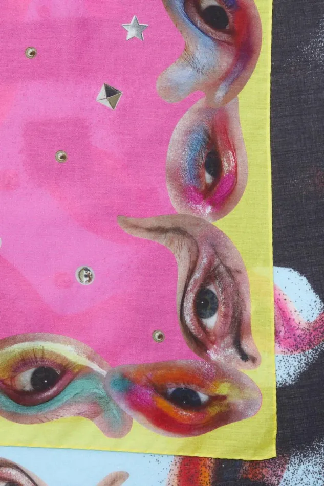 Acne Studios Printed Silk Scarf Pinkyelloworange Women Scarves Acne Studios Printed Silk Scarf Pinkyelloworange Women Scarves