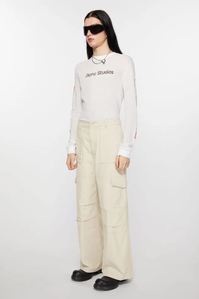 Acne Studios Twill Trousers Ivory White Men Trousers Acne Studios Twill Trousers Ivory White Men Trousers