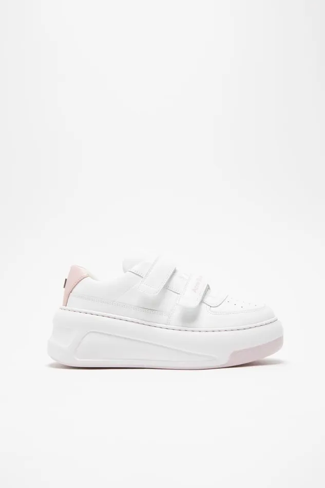 Acne Studios Velcro Strap Platform Sneakers Optic Whitepink Men Face Collection