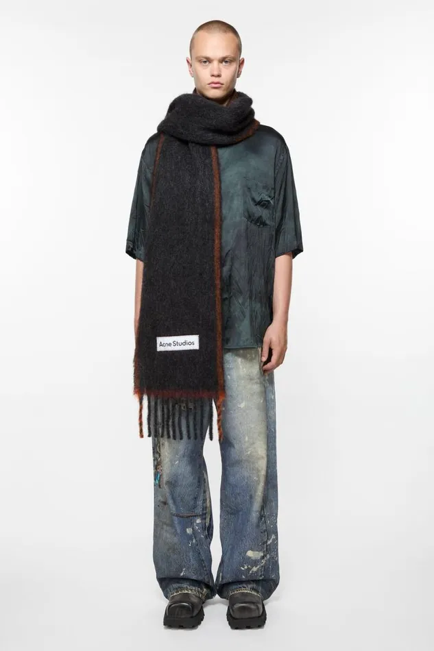 Acne Studios Wool Mohair Scarf 8211 Narrow Black Women Scarves Acne Studios Wool Mohair Scarf 8211 Narrow Black Women Scarves