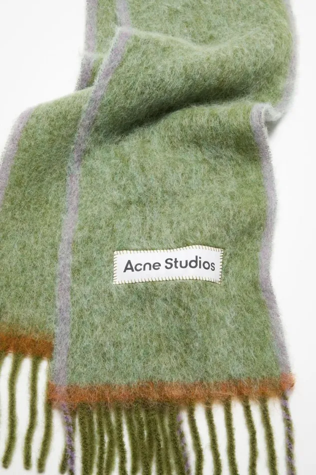 Acne Studios Wool Mohair Scarf 8211 Narrow Grass Green Women Scarves Acne Studios Wool Mohair Scarf 8211 Narrow Grass Green Women Scarves