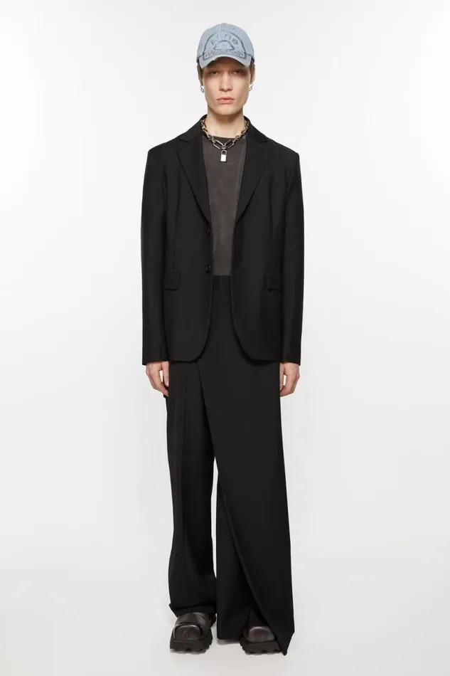 Acne Studios Wrap Over Trousers Black Men Trousers
