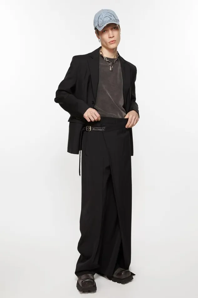 Acne Studios Wrap Over Trousers Black Men Trousers Acne Studios Wrap Over Trousers Black Men Trousers