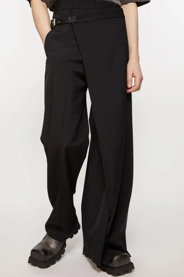 Acne Studios Wrap Over Trousers Black Men Trousers Acne Studios Wrap Over Trousers Black Men Trousers