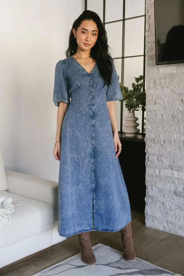 Alayna Button Up Dress Medium Wash Women Bohme Dresses