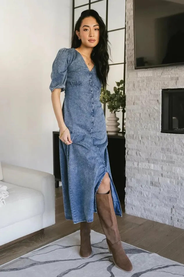 Alayna Button Up Dress Medium Wash Women Bohme Dresses