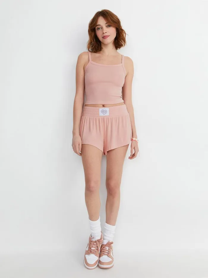 Alice Olivia AO X BIG FEELINGS LAILA BOXER PJ SET Rosy Pink Women Loungewear