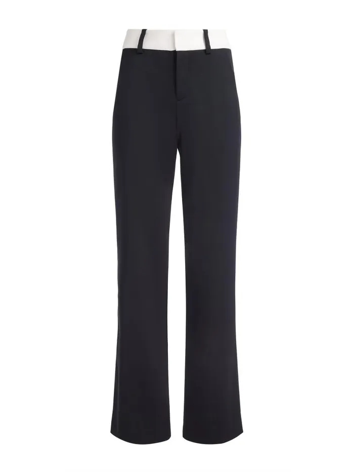 Alice Olivia ALEXANDER HIGH RISE COLORBLOCK SLIM STRAIGHT TROUSER Blackoff White Women Pants