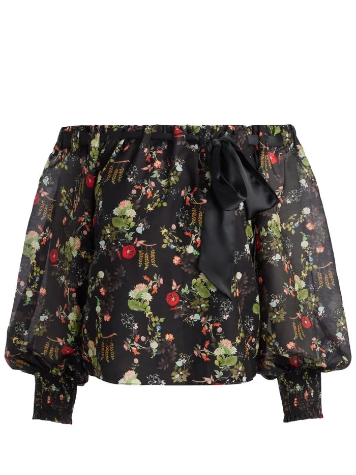 Alice Olivia ALTA OFF THE SHOULDER TOP Blush Kiss Black Women Tops