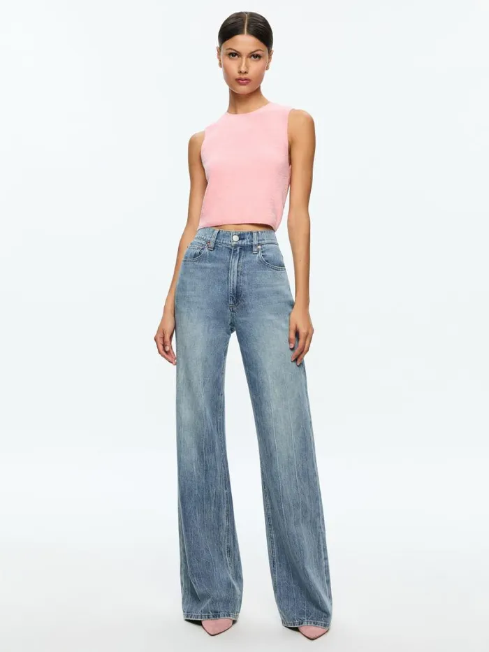 Alice Olivia AMITY SLEEVELESS CREW Rose Quartz Women Tops