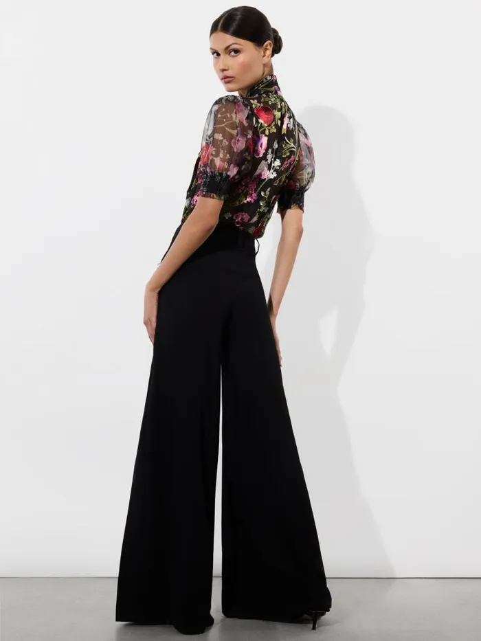 Alice Olivia BRENTLEY TIE NECK PUFF SLEEVE BLOUSE Floral Dreams Women Tops