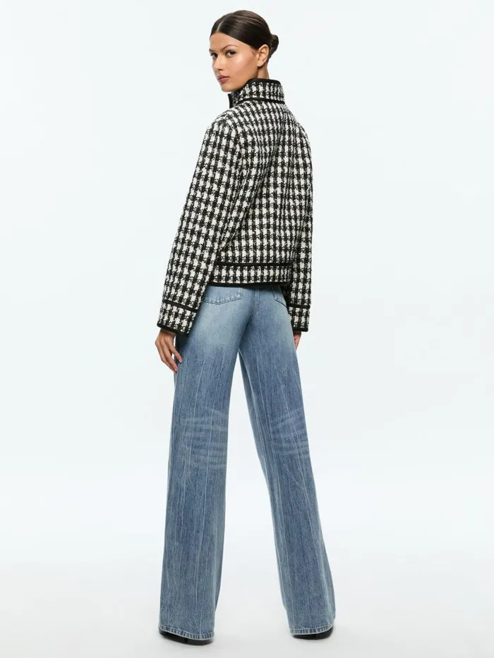 Alice Olivia CORWIN BOAT COLLAR JACKET Blackwhite Women Jackets Coats
