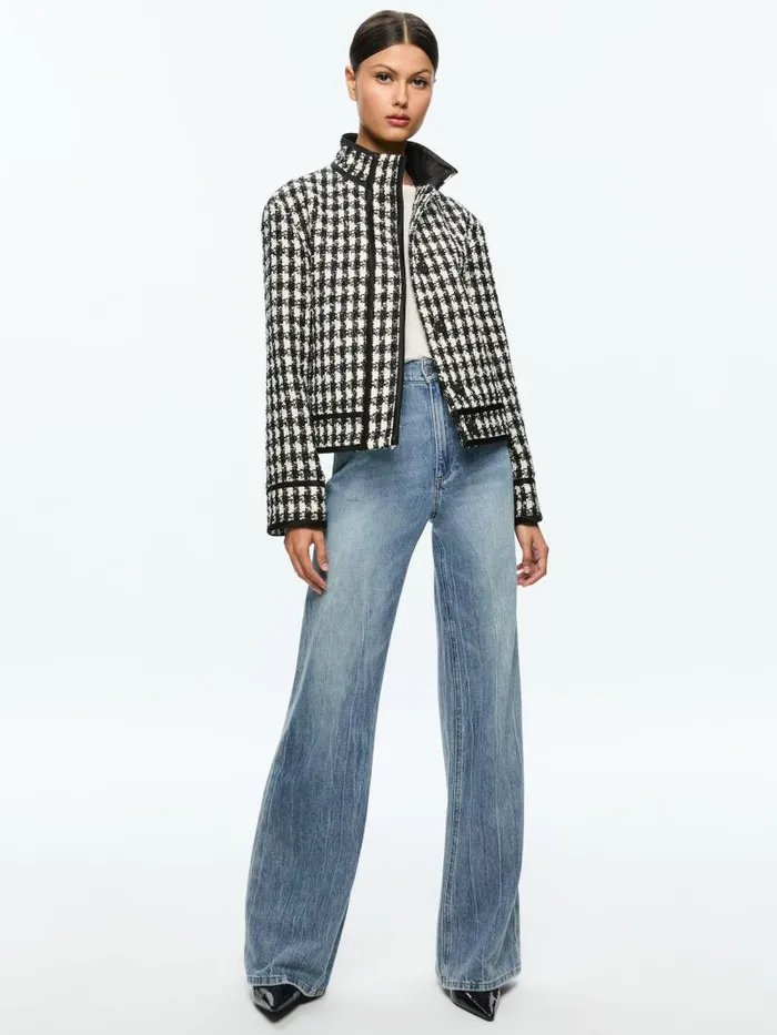Alice Olivia CORWIN BOAT COLLAR JACKET Blackwhite Women Jackets Coats