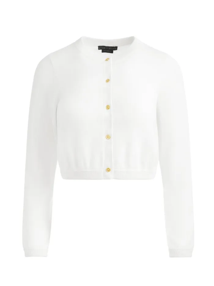 Alice Olivia DOLLIE CASHMERE CARDIGAN Ecru Women Sweaters
