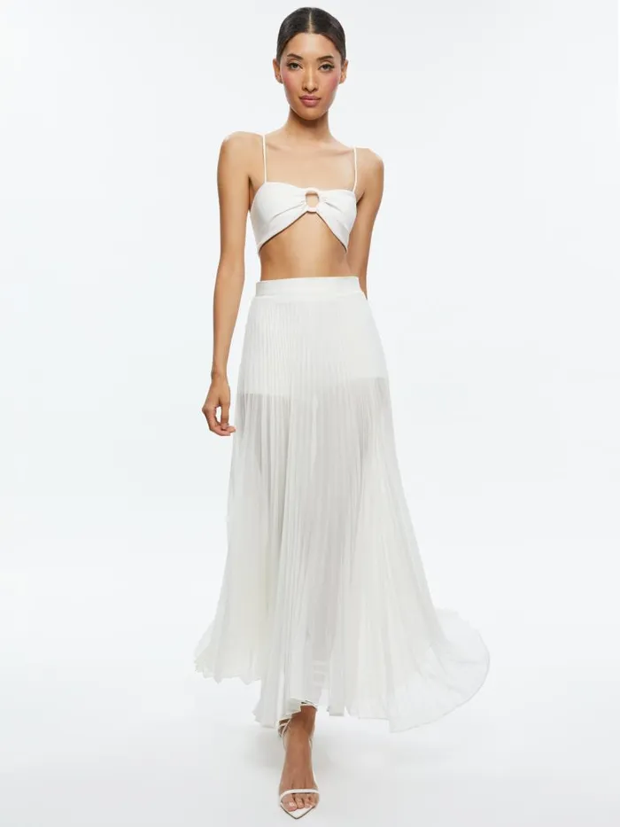 Alice Olivia ESSIE VEGAN LEATHER BRA TOP Off White Women Tops