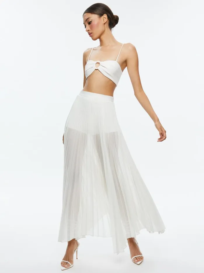 Alice Olivia ESSIE VEGAN LEATHER BRA TOP Off White Women Tops