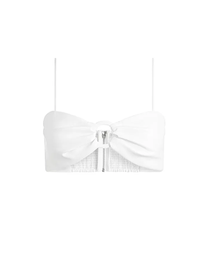 Alice Olivia ESSIE VEGAN LEATHER BRA TOP Off White Women Tops