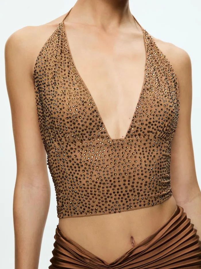 Alice Olivia HANNAH EMBELLISHED TOP Tancrystal Women Tops