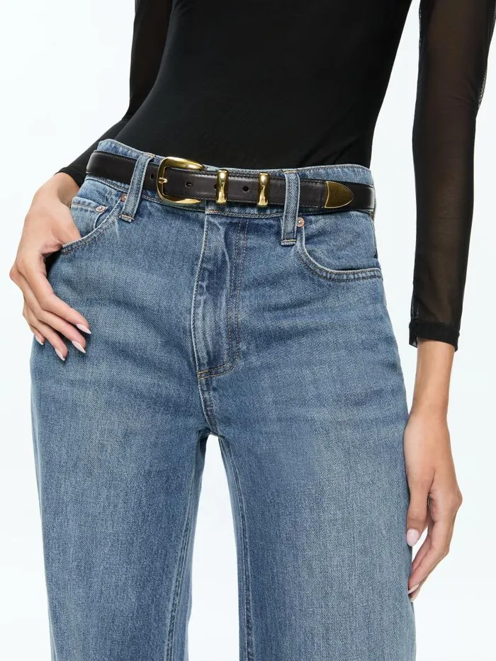 Alice Olivia HAYDEN BUCKLE BELT Blackgold Women Accessories