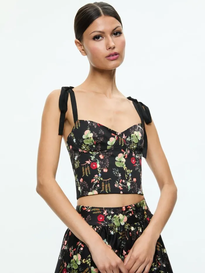 Alice Olivia HELENE BUSTIER TOP Blush Kiss Black Women Tops
