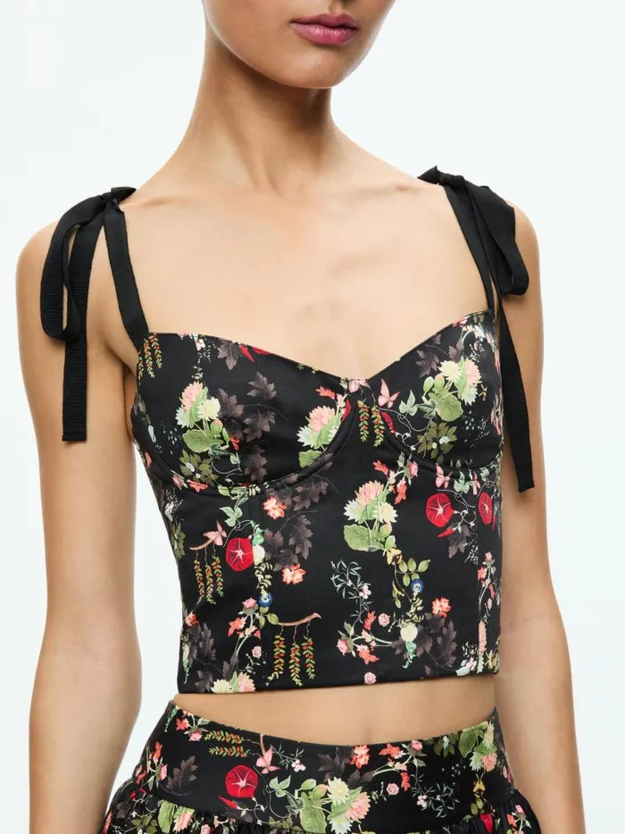 Alice Olivia HELENE BUSTIER TOP Blush Kiss Black Women Tops