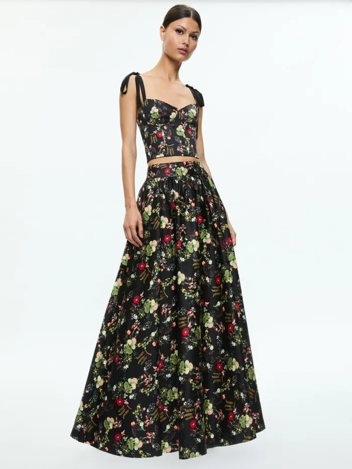 Alice Olivia HELENE BUSTIER TOP Blush Kiss Black Women Tops