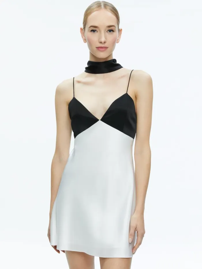 Alice Olivia JULIENNE VNECK MINI DRESS Off Whiteblack Women Dresses