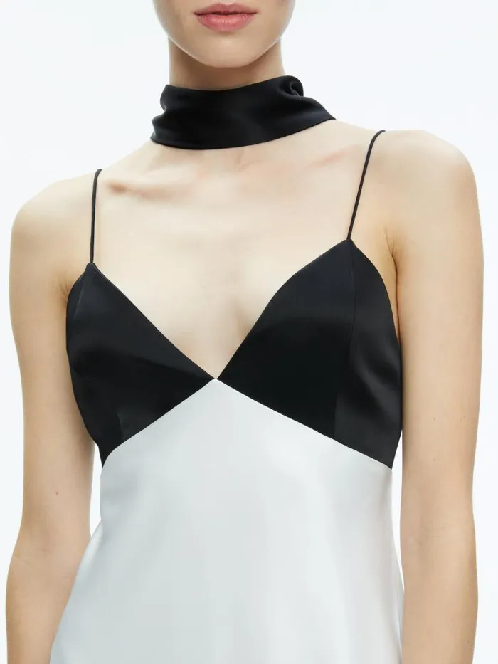 Alice Olivia JULIENNE VNECK MINI DRESS Off Whiteblack Women Dresses
