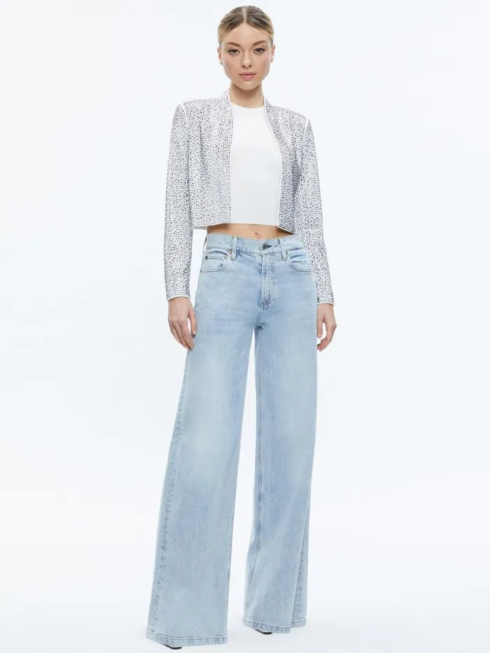 Alice Olivia KALIA EMBELLISHED OPEN FRONT JACKET Off Whitesilver Women Jackets Coats
