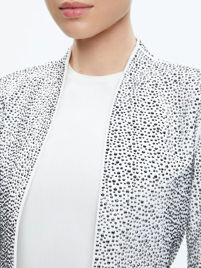 Alice Olivia KALIA EMBELLISHED OPEN FRONT JACKET Off Whitesilver Women Jackets Coats
