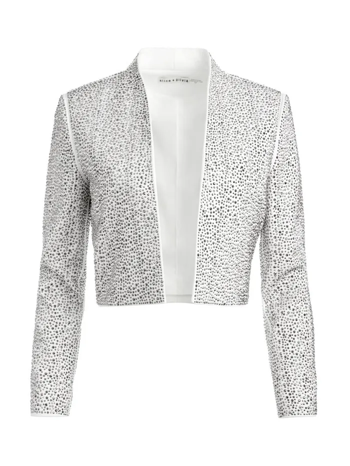 Alice Olivia KALIA EMBELLISHED OPEN FRONT JACKET Off Whitesilver Women Jackets Coats