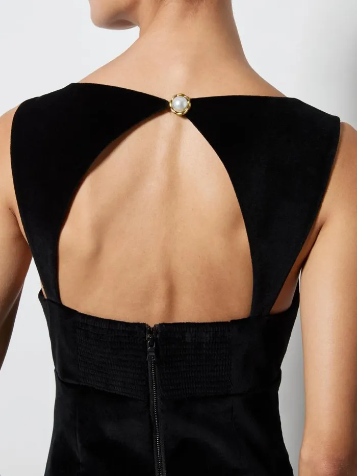 Alice Olivia KERIA VELVET FITTED MINI DRESS Black Women Dresses