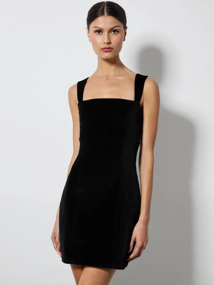 Alice Olivia KERIA VELVET FITTED MINI DRESS Black Women Dresses
