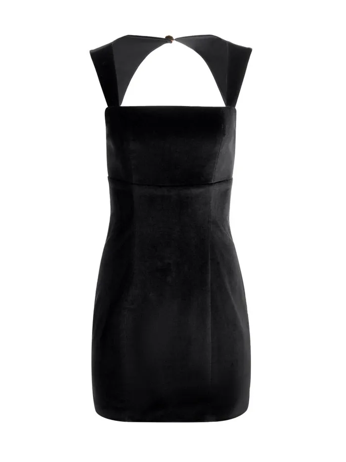 Alice Olivia KERIA VELVET FITTED MINI DRESS Black Women Dresses
