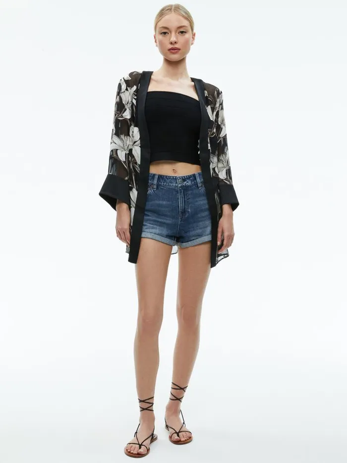 Alice Olivia MARIANA MINI KIMONO Stargazer Black Lg Women Jackets Coats