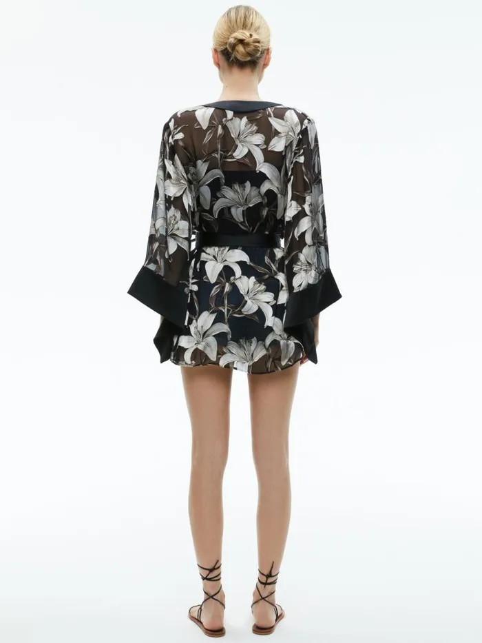 Alice Olivia MARIANA MINI KIMONO Stargazer Black Lg Women Jackets Coats