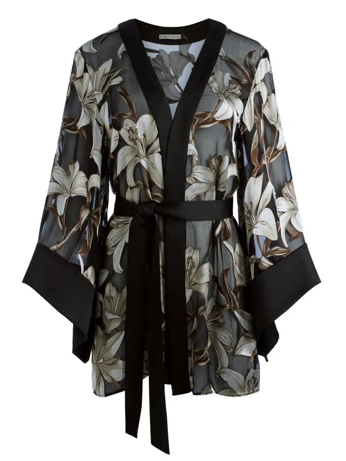 Alice Olivia MARIANA MINI KIMONO Stargazer Black Lg Women Jackets Coats