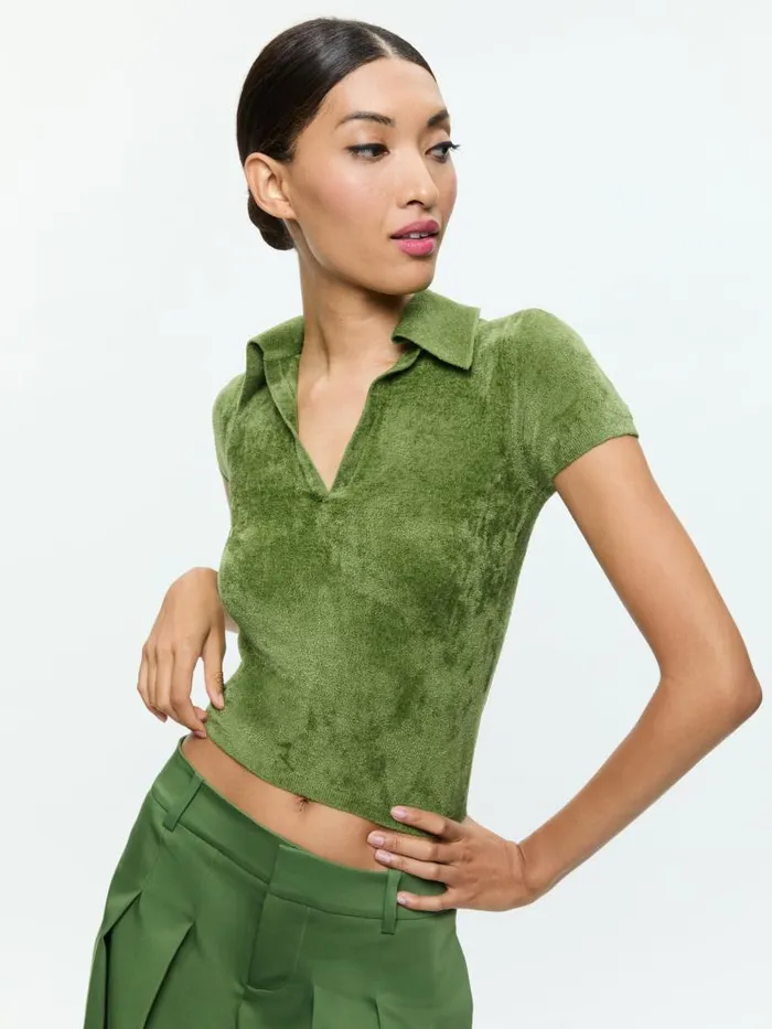 Alice Olivia MARTHA POLO Avocado Women Tops