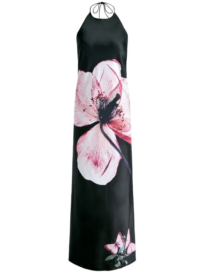 Alice Olivia MONTANA COWL STRAP BACK MAXI GOWN WITH SCARF Luna Floral Women Dresses
