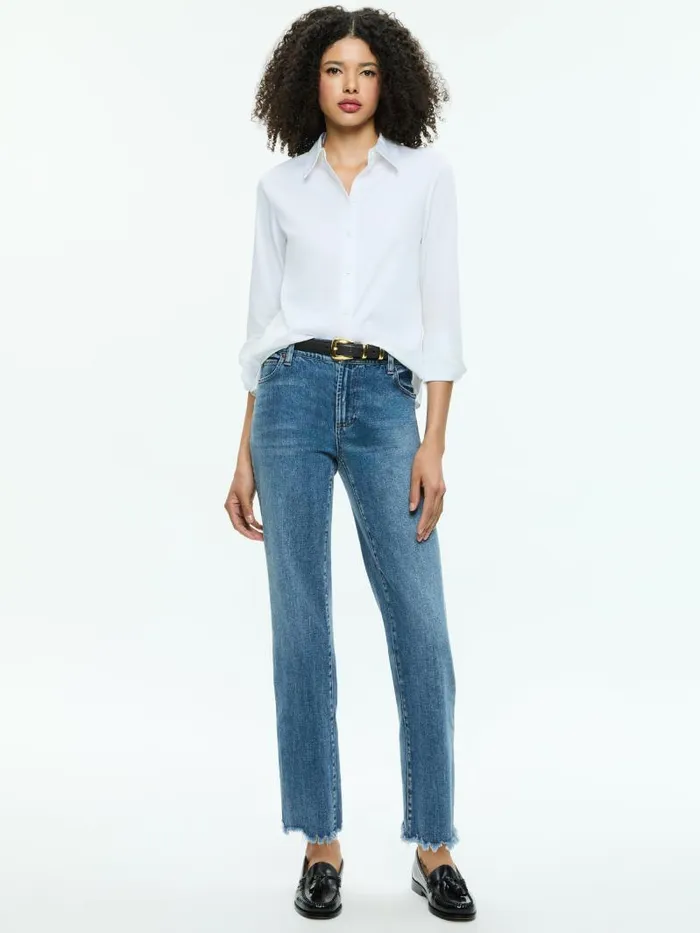 Alice Olivia PERFECT BUTTON DOWN Off White Women Tops
