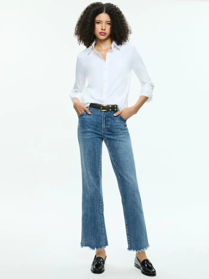 Alice Olivia PERFECT BUTTON DOWN Off White Women Tops