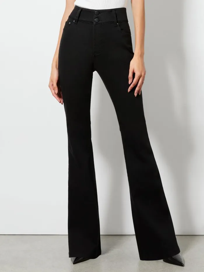Alice Olivia STACEY MID RISE BELL JEAN Black Women Pants