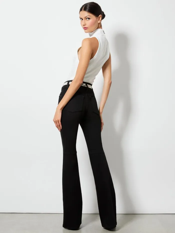 Alice Olivia STACEY MID RISE BELL JEAN Black Women Pants