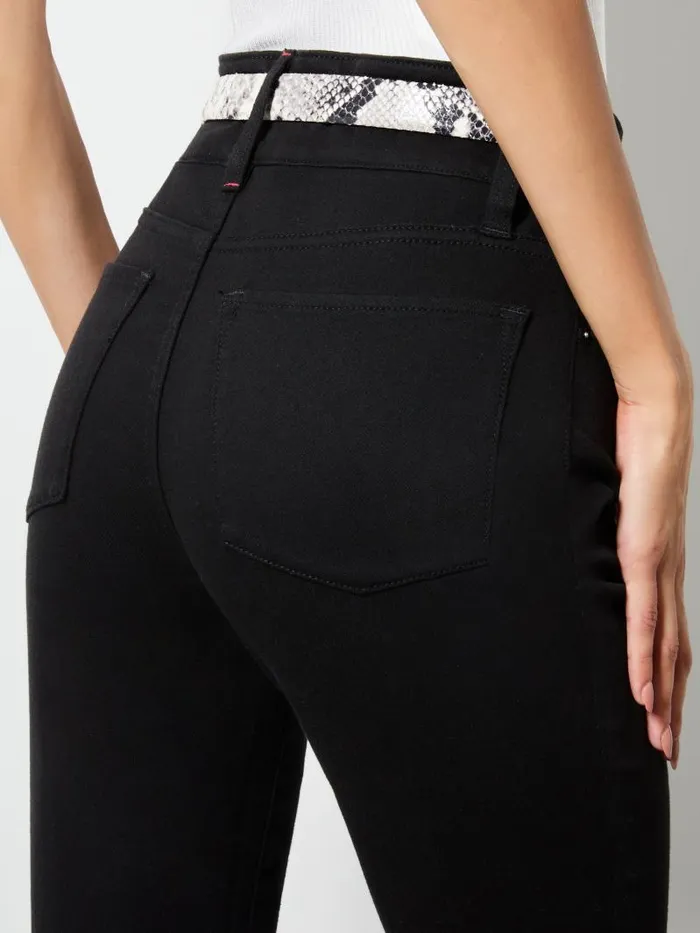 Alice Olivia STACEY MID RISE BELL JEAN Black Women Pants