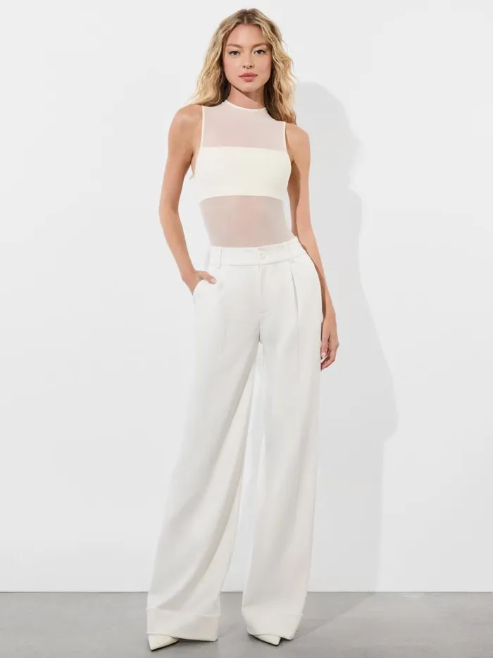 Alice Olivia TOMASA HIGH RISE FULL LENGTH CUFF PANT Mineral Blue Women Pants