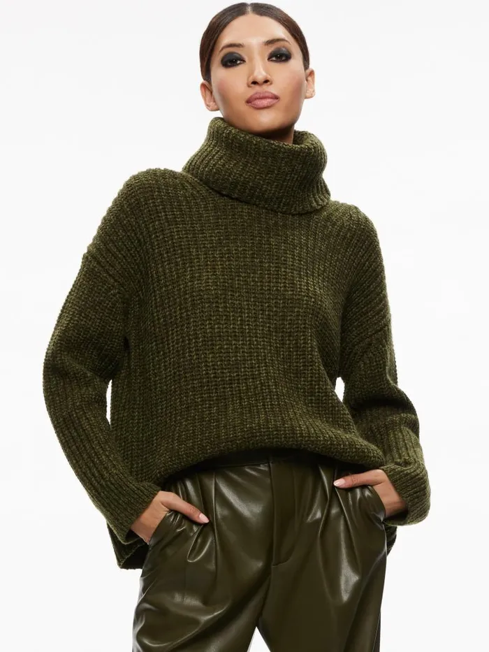 Alice Olivia VERE DETACHABLE TURTLENECK SWEATER Bordeaux Women Sweaters