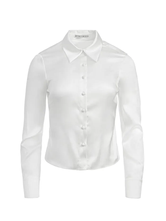 Alice Olivia WILLA FITTED PLACKET TOP Black Women Tops