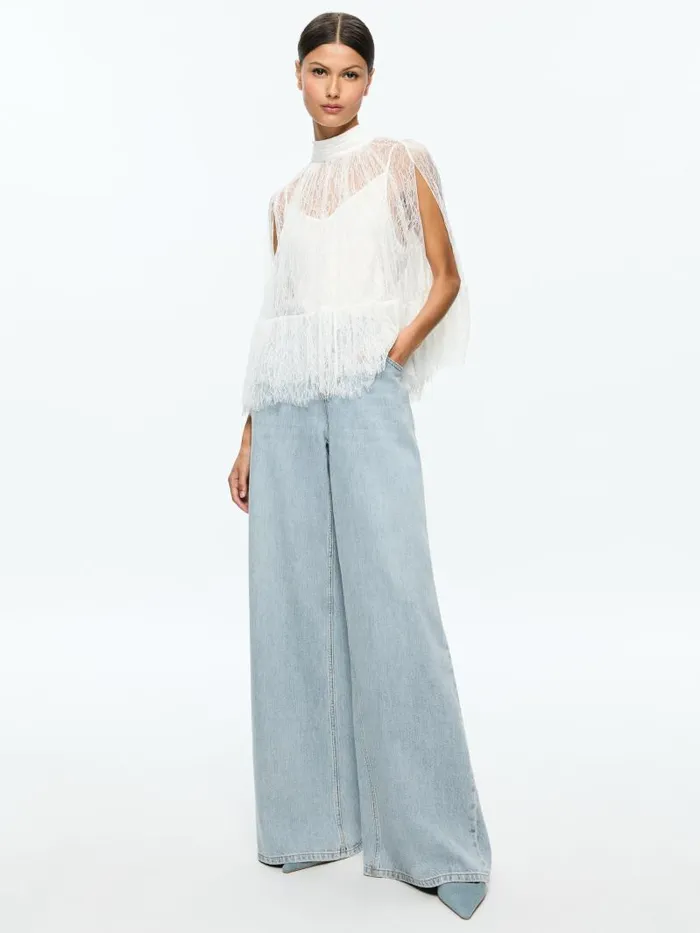 Alice Olivia ZENON TOP WITH CAMI LINING Black Women Tops